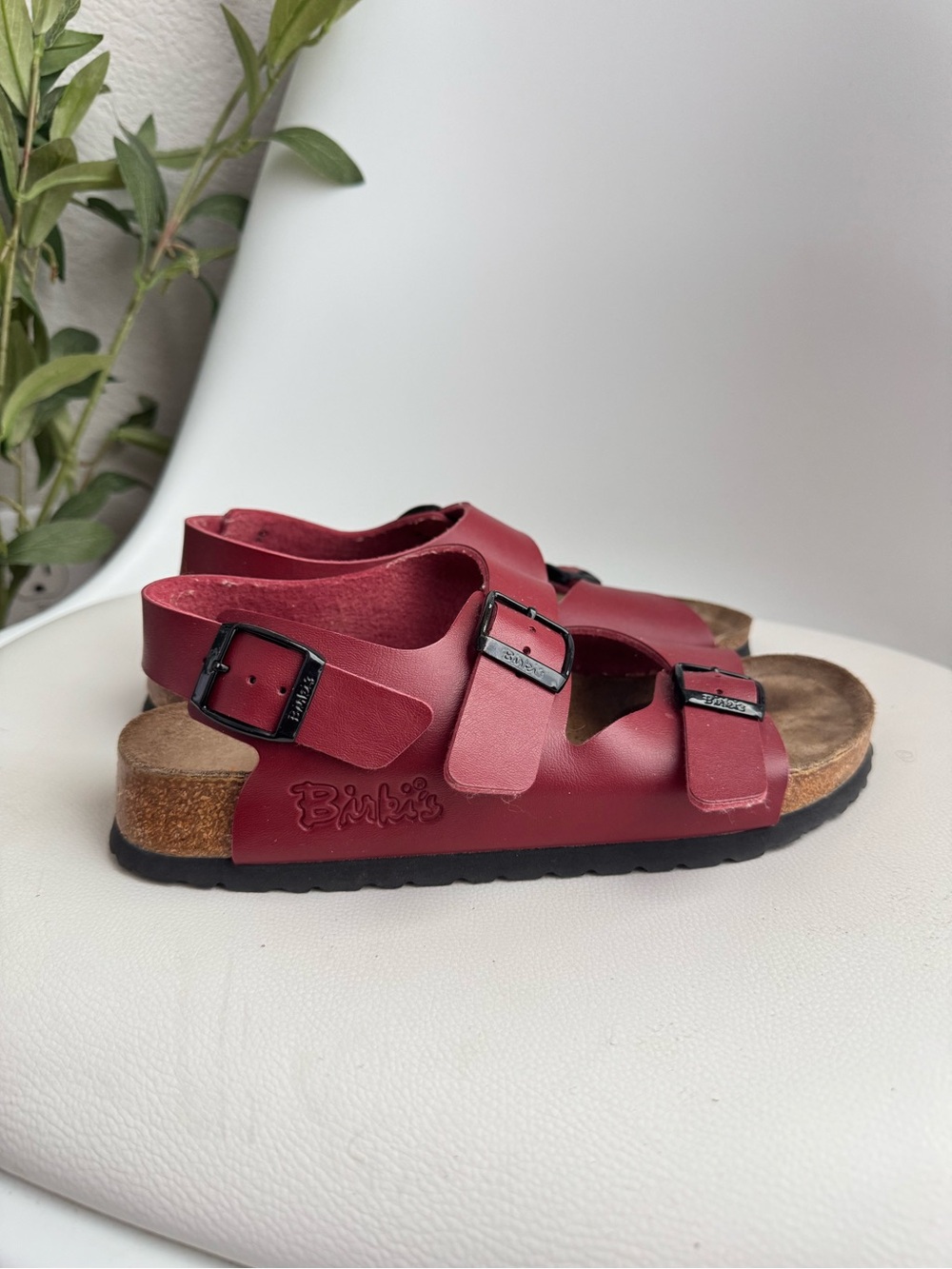 Birkiβs Birkenstock Burgundy Red Backstrap Sandals Size 37/6.5-7